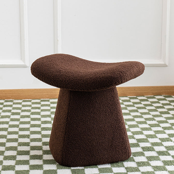 Tabouret bas pour enfants en bois massif à panneaux multicouches avec fausse peau de mouton, style scandinave contemporain, carré, pour salon 