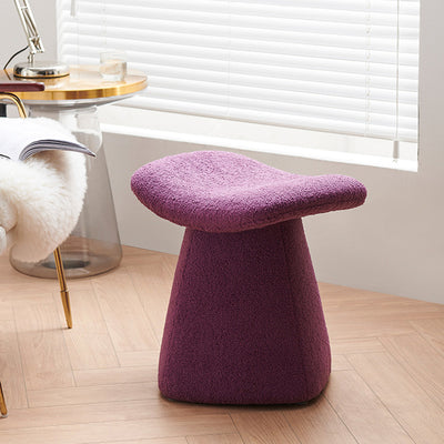 Contemporary Scandinavian Square Faux Shearling Multi-Layer Solid Wood Panel Kids Low Stool For Living Room