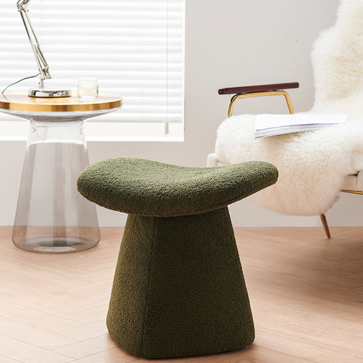 Tabouret bas pour enfants en bois massif à panneaux multicouches avec fausse peau de mouton, style scandinave contemporain, carré, pour salon 