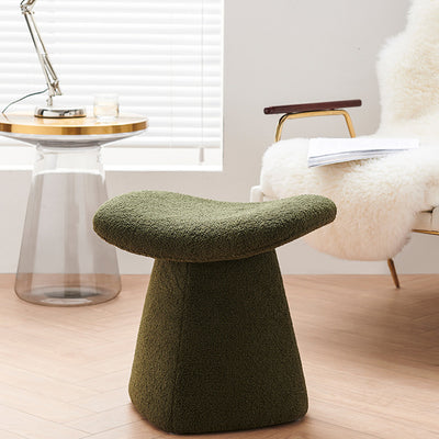 Contemporary Scandinavian Square Faux Shearling Multi-Layer Solid Wood Panel Kids Low Stool For Living Room