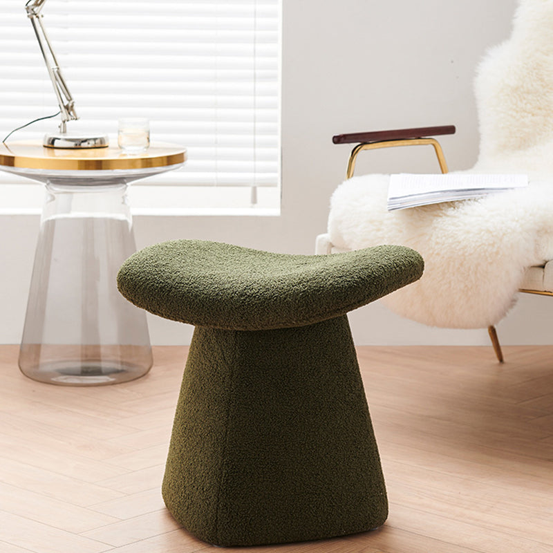 Contemporary Scandinavian Square Faux Shearling Multi-Layer Solid Wood Panel Kids Low Stool For Living Room