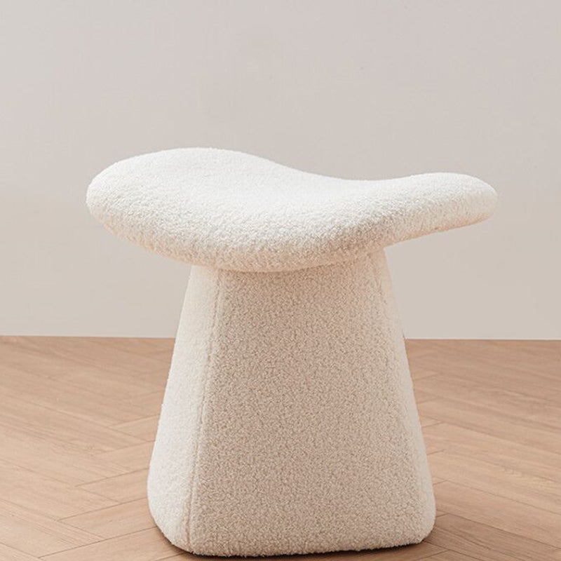 Contemporary Scandinavian Square Faux Shearling Multi-Layer Solid Wood Panel Kids Low Stool For Living Room