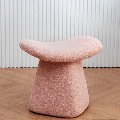 Contemporary Scandinavian Square Faux Shearling Multi-Layer Solid Wood Panel Kids Low Stool For Living Room