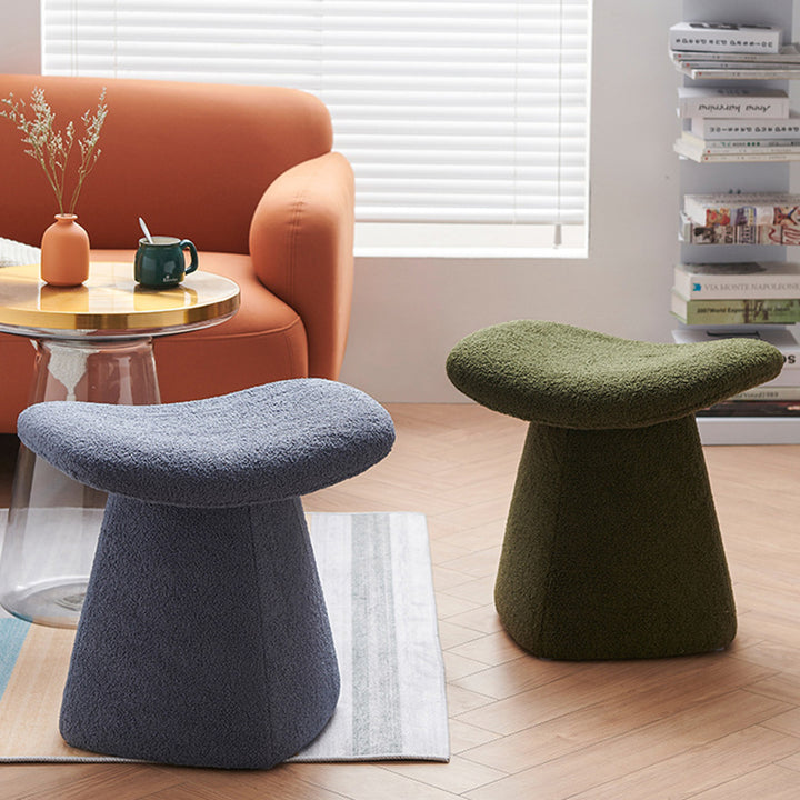Tabouret bas pour enfants en bois massif à panneaux multicouches avec fausse peau de mouton, style scandinave contemporain, carré, pour salon 