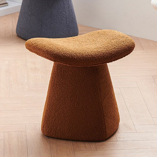 Contemporary Scandinavian Square Faux Shearling Multi-Layer Solid Wood Panel Kids Low Stool For Living Room