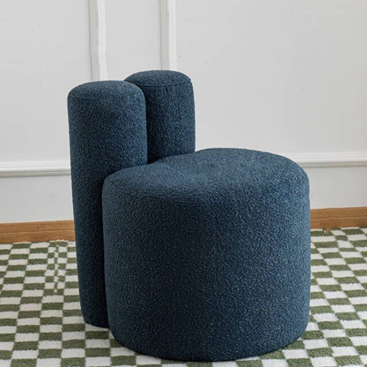 Contemporary Scandinavian Round Fleece Pine Wood Backrest Accent Chair For Living Room