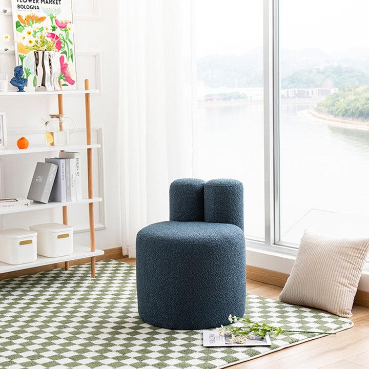 Contemporary Scandinavian Round Fleece Pine Wood Backrest Accent Chair For Living Room
