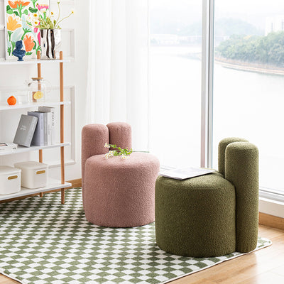 Contemporary Scandinavian Round Fleece Pine Solid Wood Backrest Accent Chair For Living Room