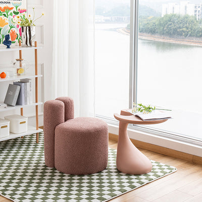 Contemporary Scandinavian Round Fleece Pine Solid Wood Backrest Accent Chair For Living Room