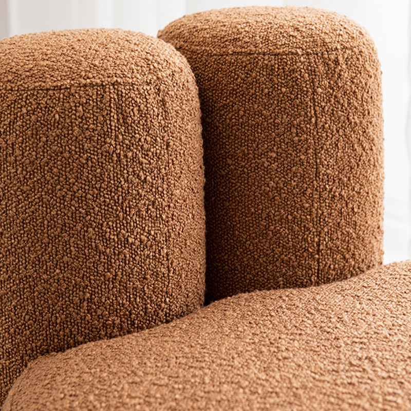 Contemporary Scandinavian Round Fleece Pine Wood Backrest Accent Chair For Living Room