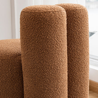 Contemporary Scandinavian Round Fleece Pine Solid Wood Backrest Accent Chair For Living Room