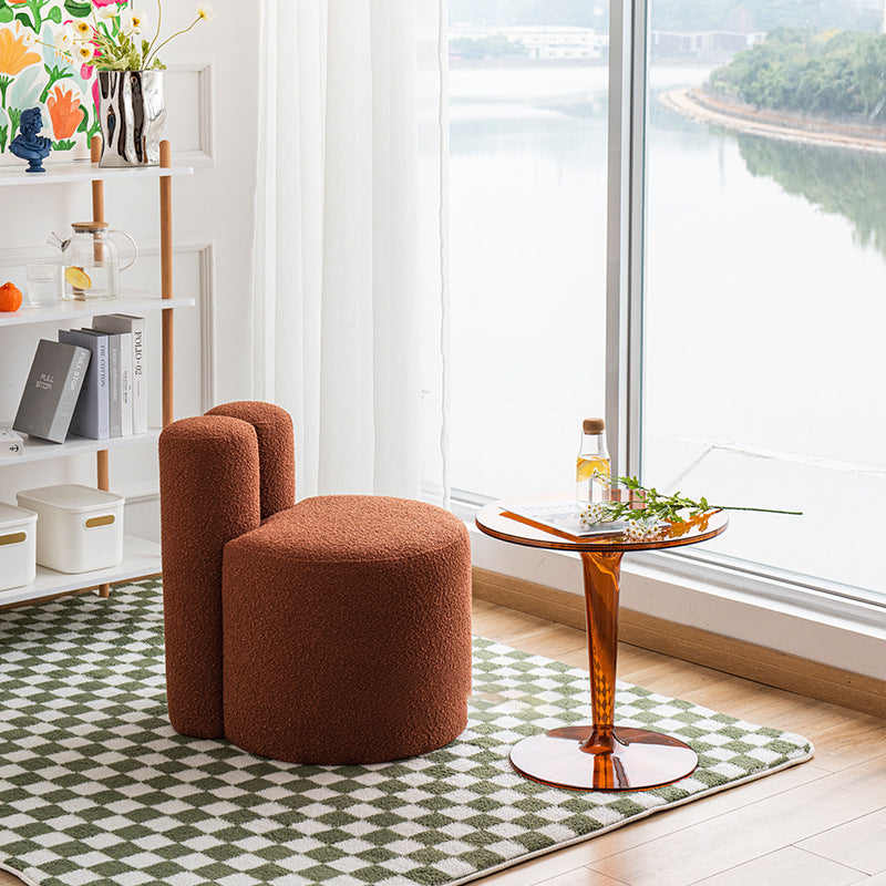 Contemporary Scandinavian Round Fleece Pine Wood Backrest Accent Chair For Living Room