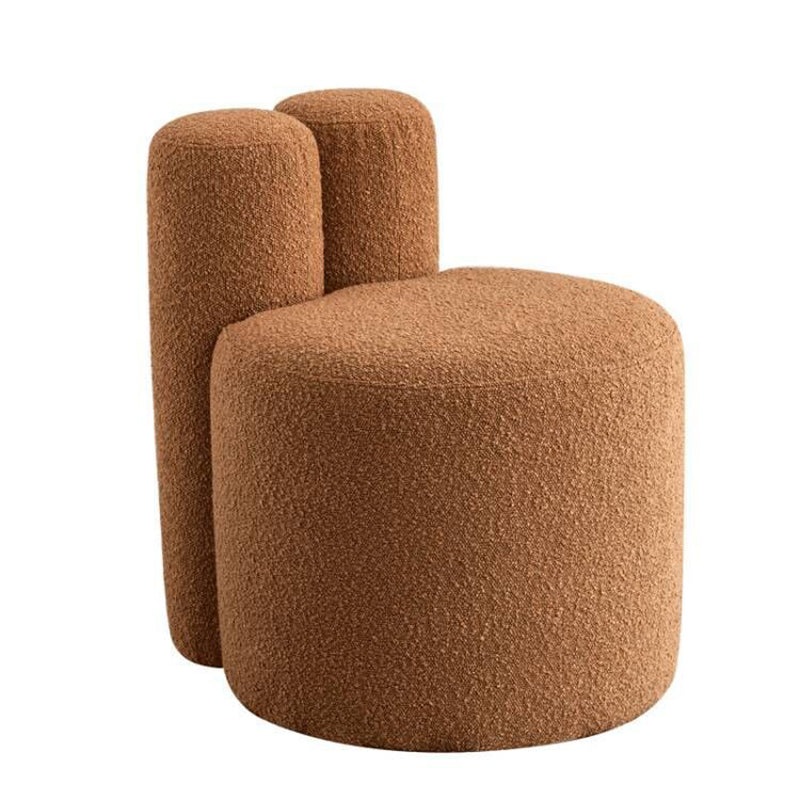 Contemporary Scandinavian Round Fleece Pine Wood Backrest Accent Chair For Living Room