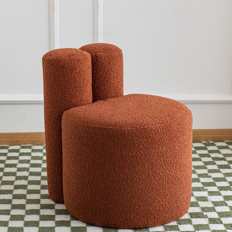 Contemporary Scandinavian Round Fleece Pine Wood Backrest Accent Chair For Living Room