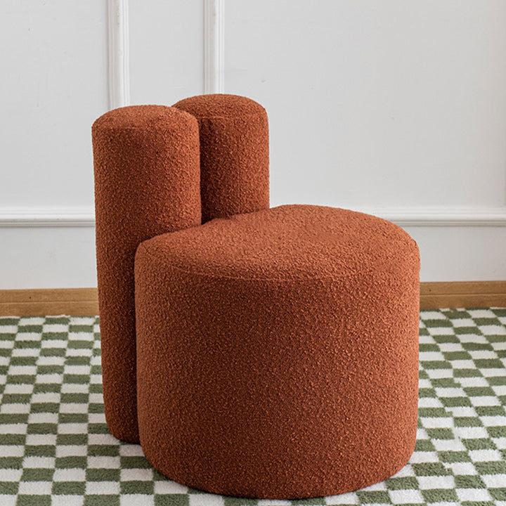Contemporary Scandinavian Round Fleece Pine Wood Backrest Accent Chair For Living Room