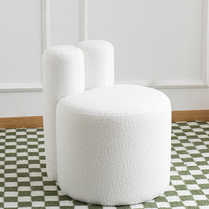 Contemporary Scandinavian Round Fleece Pine Wood Backrest Accent Chair For Living Room
