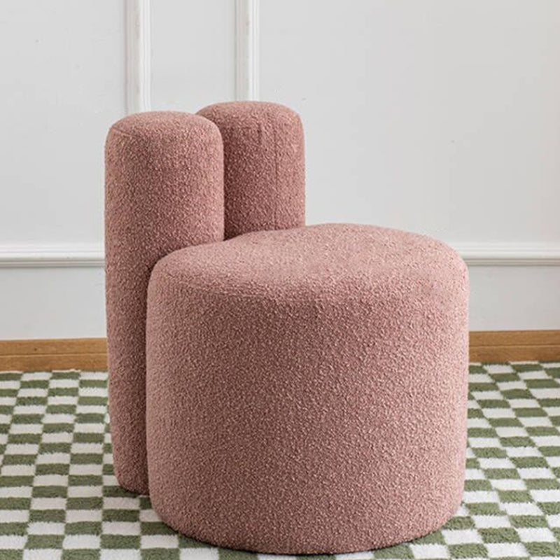 Contemporary Scandinavian Round Fleece Pine Wood Backrest Accent Chair For Living Room