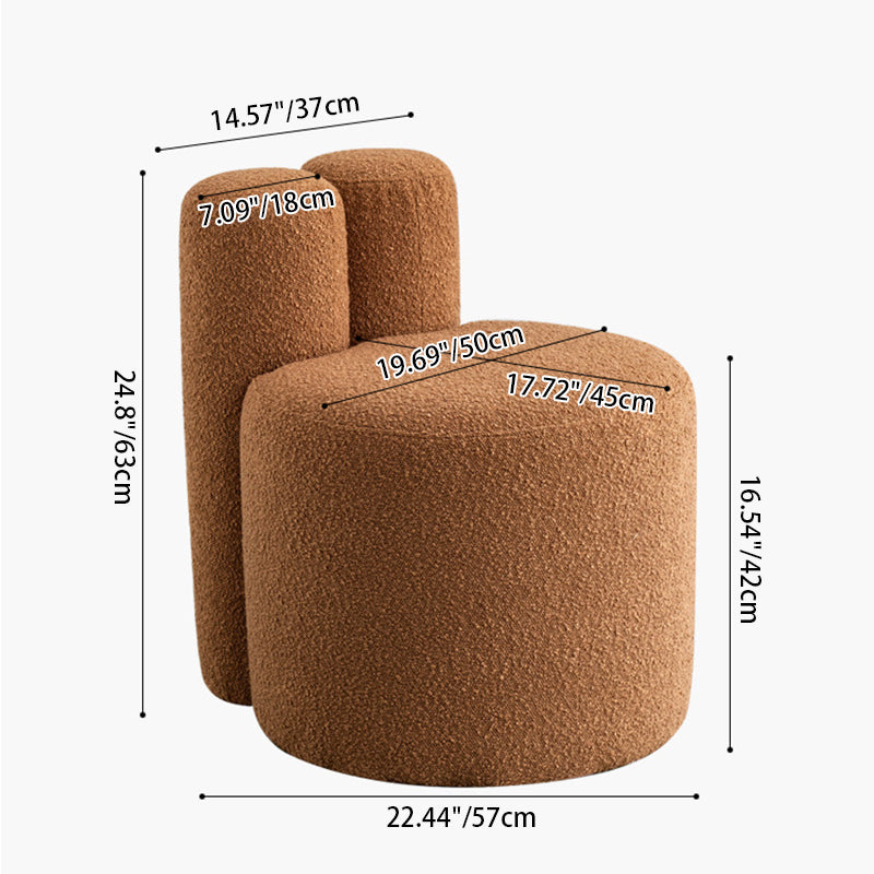 Contemporary Scandinavian Round Fleece Pine Wood Backrest Accent Chair For Living Room