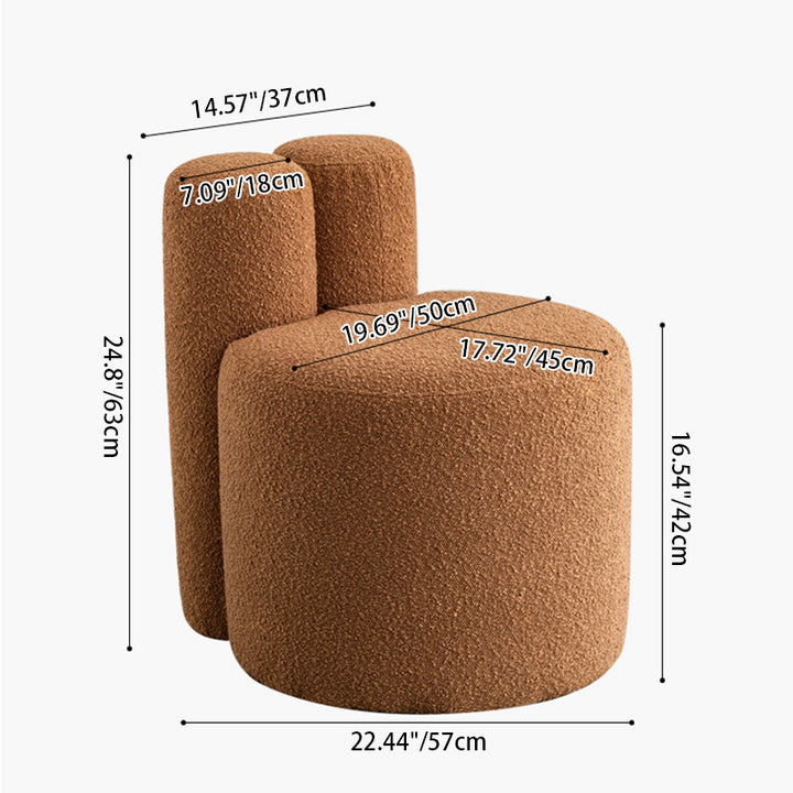 Contemporary Scandinavian Round Fleece Pine Wood Backrest Accent Chair For Living Room