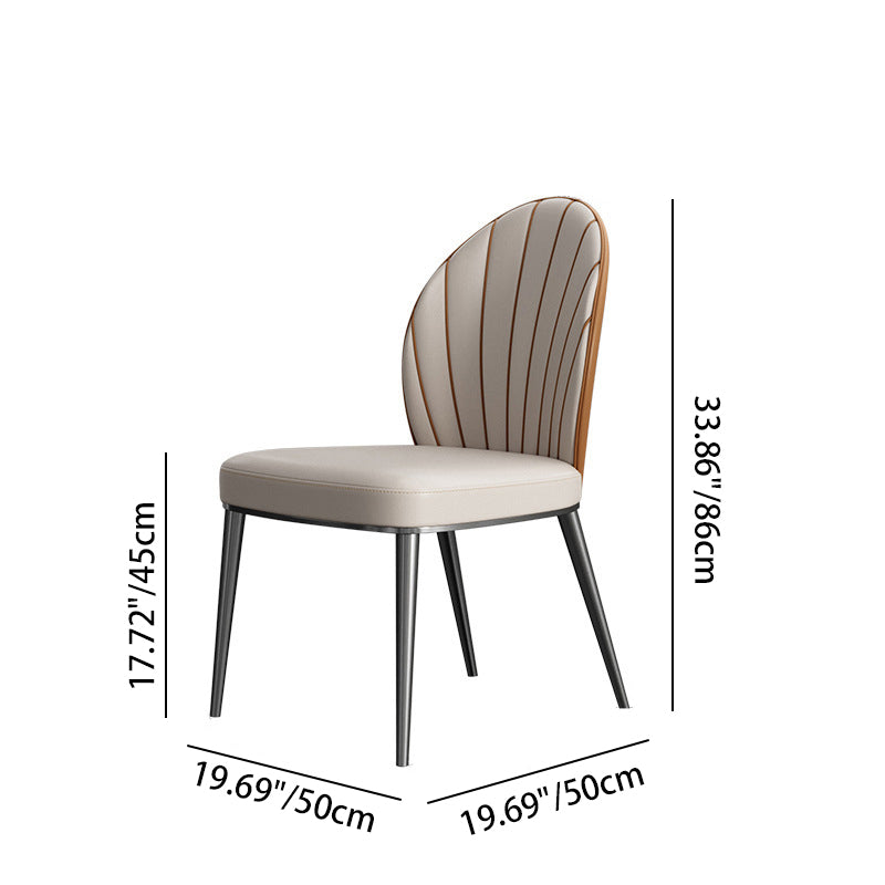 Contemporary Luxury Fan-Shaped Microfiber Leather Stainless Steel Backrest Dining Chair For Dining Room