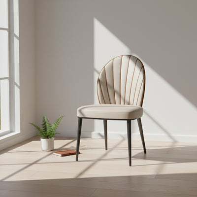 Contemporary Luxury Fan-Shaped Microfiber Leather Stainless Steel Backrest Dining Chair For Dining Room