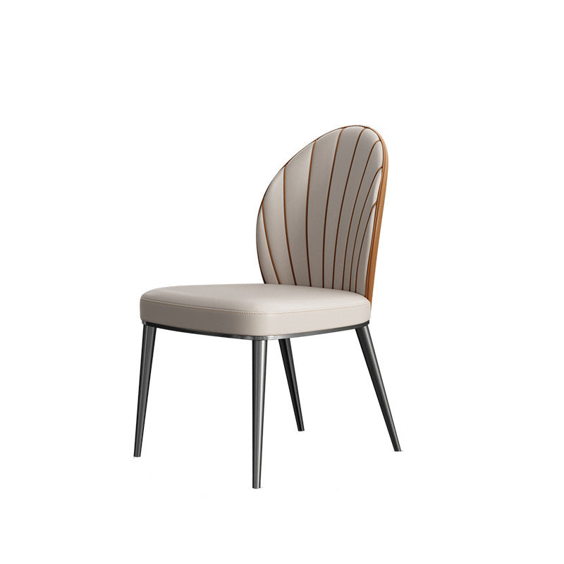 Contemporary Luxury Fan-Shaped Microfiber Leather Stainless Steel Backrest Dining Chair For Dining Room
