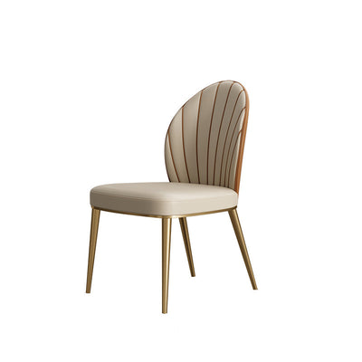 Contemporary Luxury Fan-Shaped Microfiber Leather Stainless Steel Backrest Dining Chair For Dining Room
