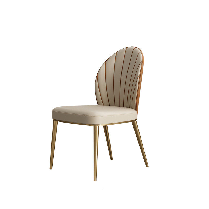 Contemporary Luxury Fan-Shaped Microfiber Leather Stainless Steel Backrest Dining Chair For Dining Room