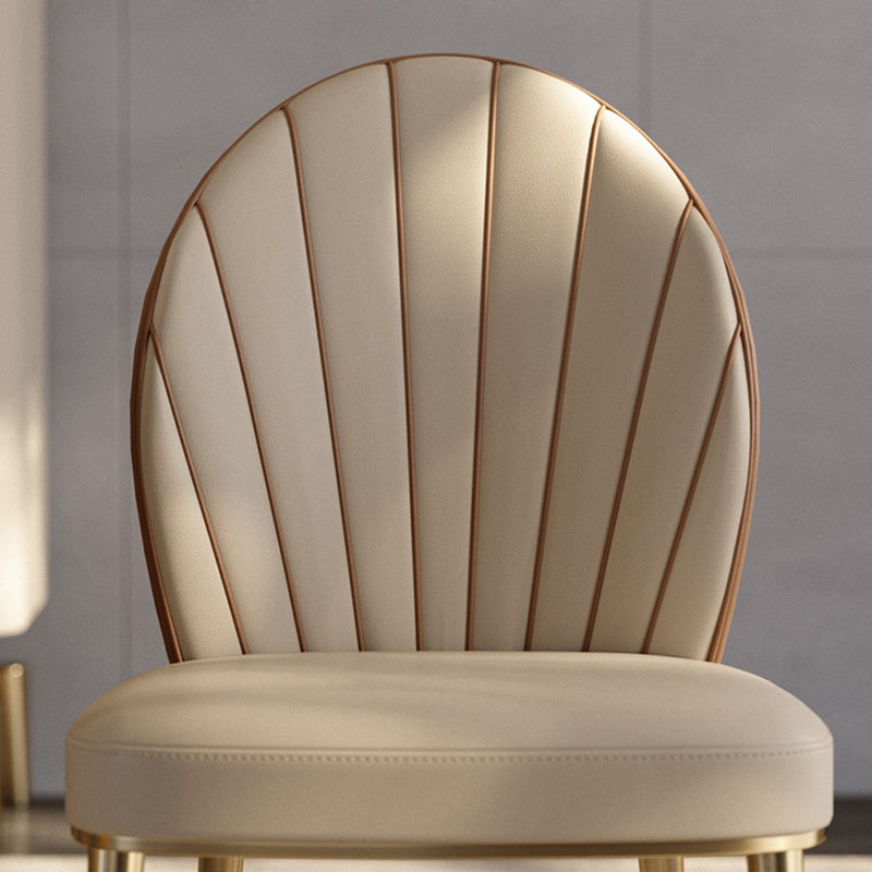 Contemporary Luxury Fan-Shaped Microfiber Leather Stainless Steel Backrest Dining Chair For Dining Room