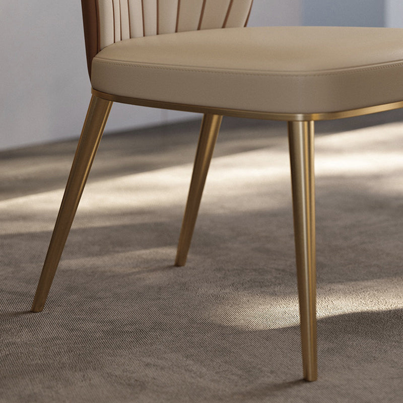 Contemporary Luxury Fan-Shaped Microfiber Leather Stainless Steel Backrest Dining Chair For Dining Room
