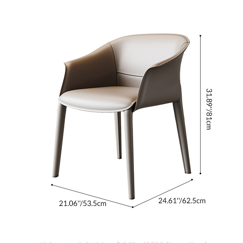Modern Luxury Square Saddle Leather Carbon Steel Backrest Armrest Dining Chair For Dining Room