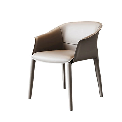Modern Luxury Square Saddle Leather Carbon Steel Backrest Armrest Dining Chair For Dining Room