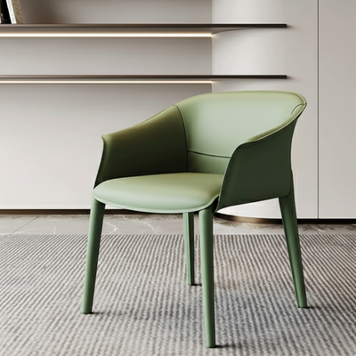 Modern Luxury Square Saddle Leather Carbon Steel Backrest Armrest Dining Chair For Dining Room