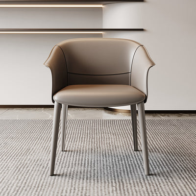 Modern Luxury Square Saddle Leather Carbon Steel Backrest Armrest Dining Chair For Dining Room