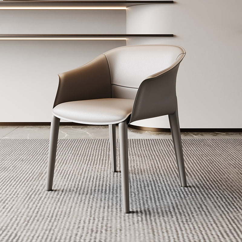 Modern Luxury Square Saddle Leather Carbon Steel Backrest Armrest Dining Chair For Dining Room