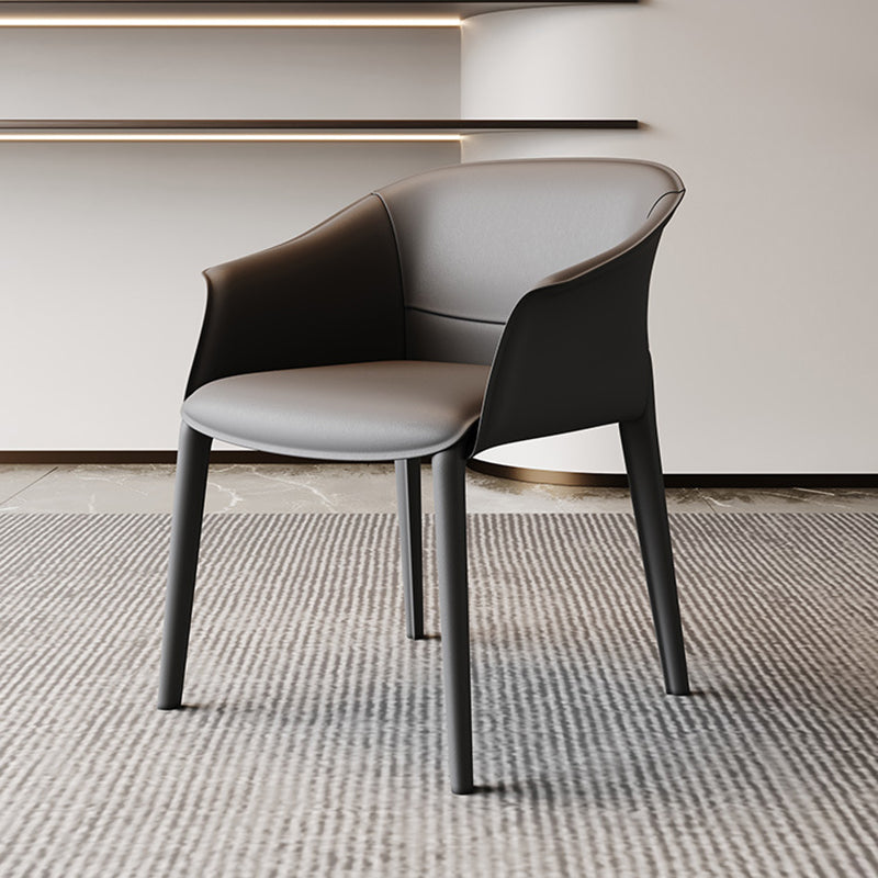 Modern Luxury Square Saddle Leather Carbon Steel Backrest Armrest Dining Chair For Dining Room