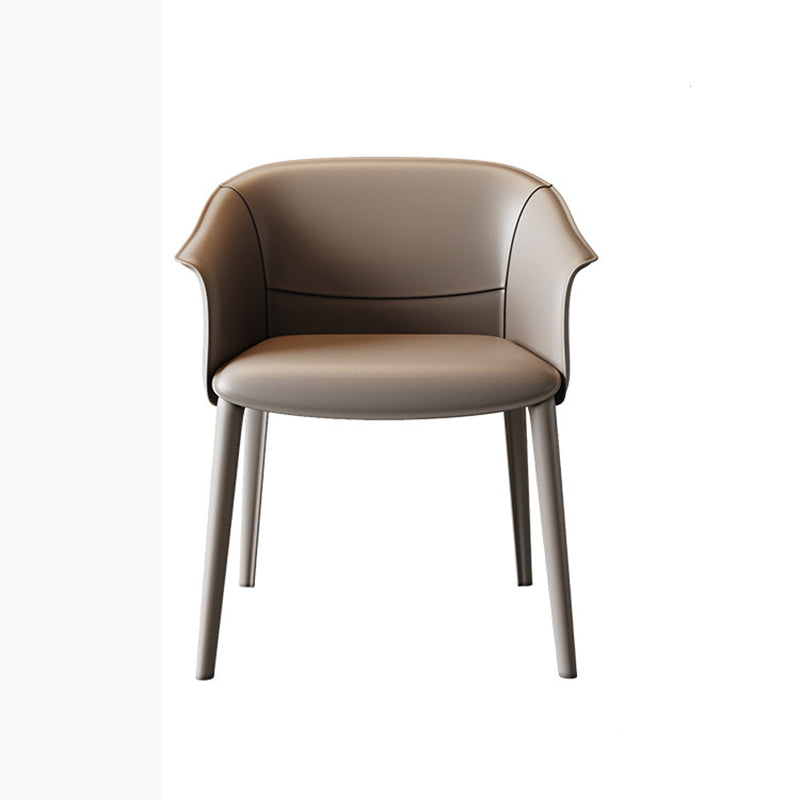 Modern Luxury Square Saddle Leather Carbon Steel Backrest Armrest Dining Chair For Dining Room