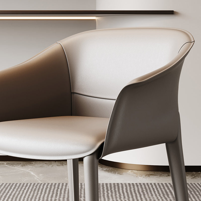 Modern Luxury Square Saddle Leather Carbon Steel Backrest Armrest Dining Chair For Dining Room