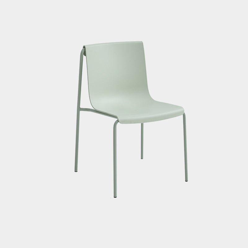 Contemporary Scandinavian Square PP Iron Stackable Backrest Dining Chair For Dining Room