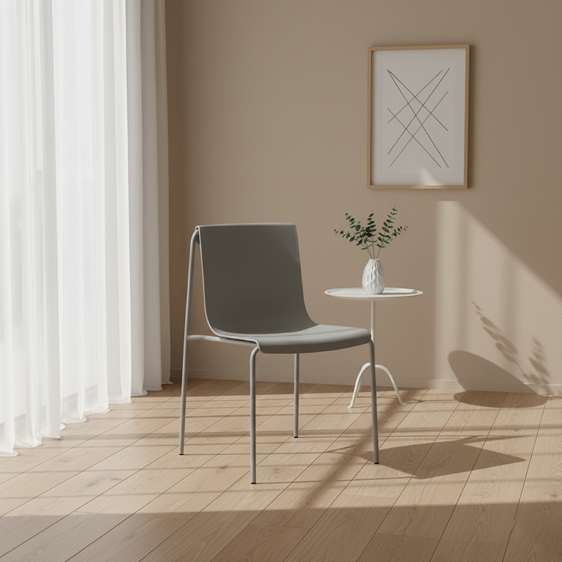 Contemporary Scandinavian Square PP Iron Stackable Backrest Dining Chair For Dining Room