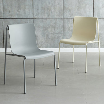 Contemporary Scandinavian Square PP Iron Stackable Backrest Dining Chair For Dining Room