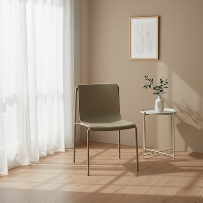 Contemporary Scandinavian Square PP Iron Stackable Backrest Dining Chair For Dining Room