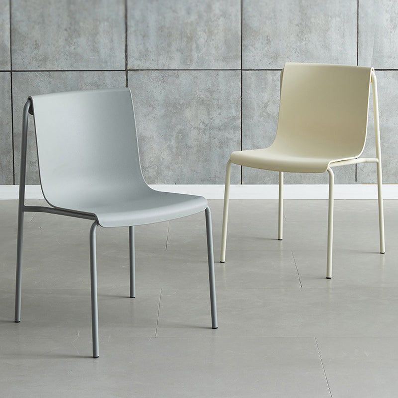Contemporary Scandinavian Square PP Iron Stackable Backrest Dining Chair For Dining Room