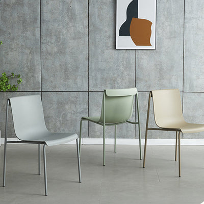 Contemporary Scandinavian Square PP Iron Stackable Backrest Dining Chair For Dining Room