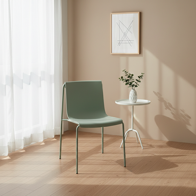 Contemporary Scandinavian Square PP Iron Stackable Backrest Dining Chair For Dining Room