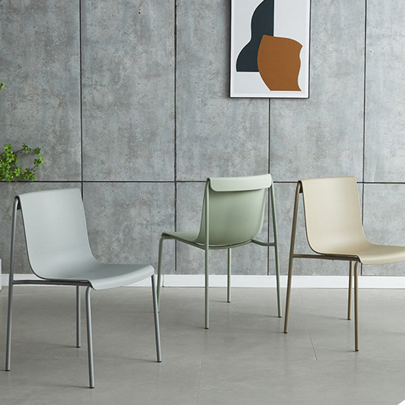 Contemporary Scandinavian Square PP Iron Stackable Backrest Dining Chair For Dining Room