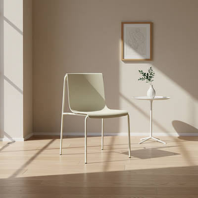 Contemporary Scandinavian Square PP Iron Stackable Backrest Dining Chair For Dining Room