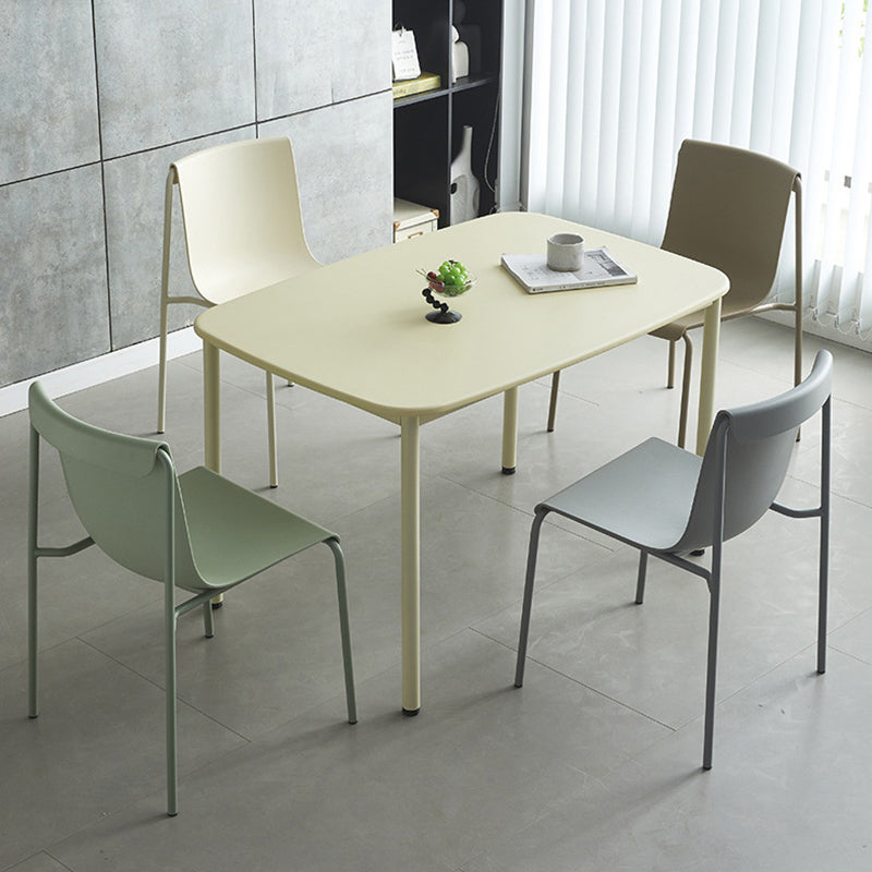 Contemporary Scandinavian Square PP Iron Stackable Backrest Dining Chair For Dining Room