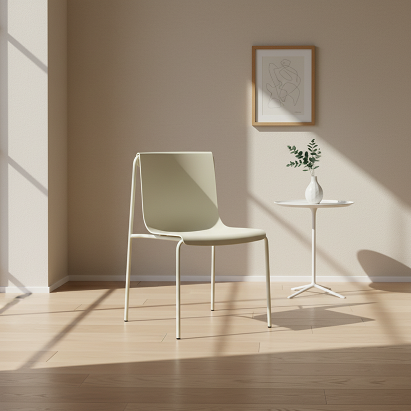 Contemporary Scandinavian Square PP Iron Stackable Backrest Dining Chair For Dining Room