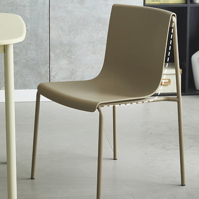 Contemporary Scandinavian Square PP Iron Stackable Backrest Dining Chair For Dining Room